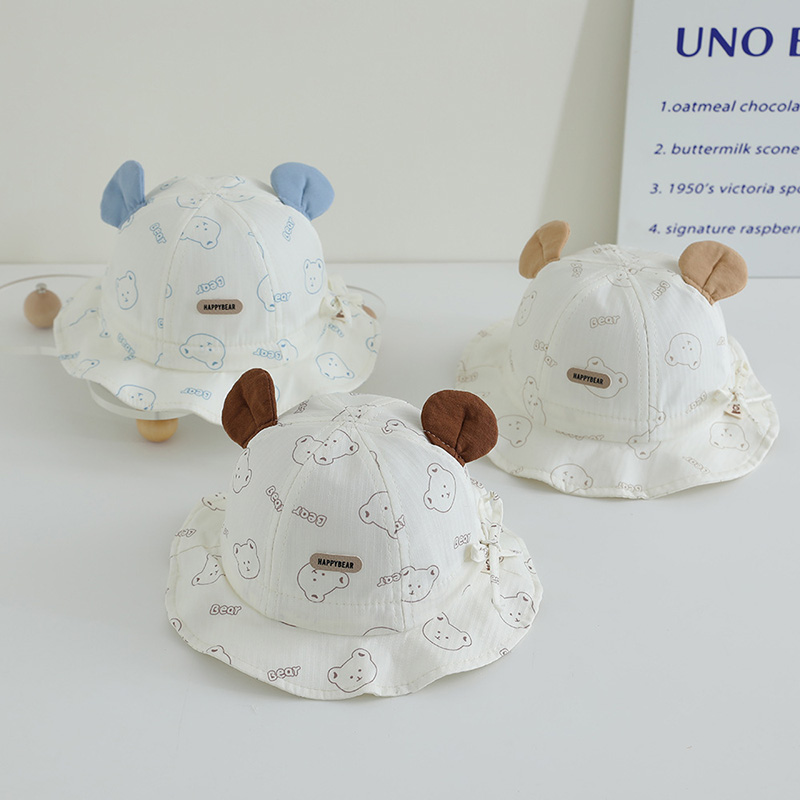 Chapéu de Pescador Infantil de Desenho Animado, Boné de Sol Fofo para Crianças de 3 a 12 Meses, Boné de Bebê em Algodão Macio com Proteção Solar