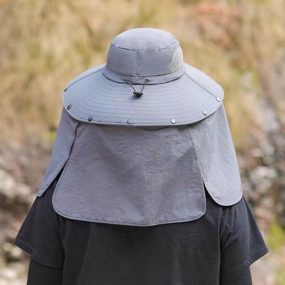 Chapéu de Sol Removível de Tecido para Homens, Chapéu de Verão com Aba Grande e Proteção para o Pescoço, Boné com Cordão para Mulheres